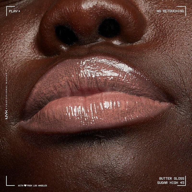 NYX PROFESSIONAL MAKEUP Butter Gloss - Non-Sticky Lip Gloss in Brown Sugar | Sugar High (Peachy Light Nude)