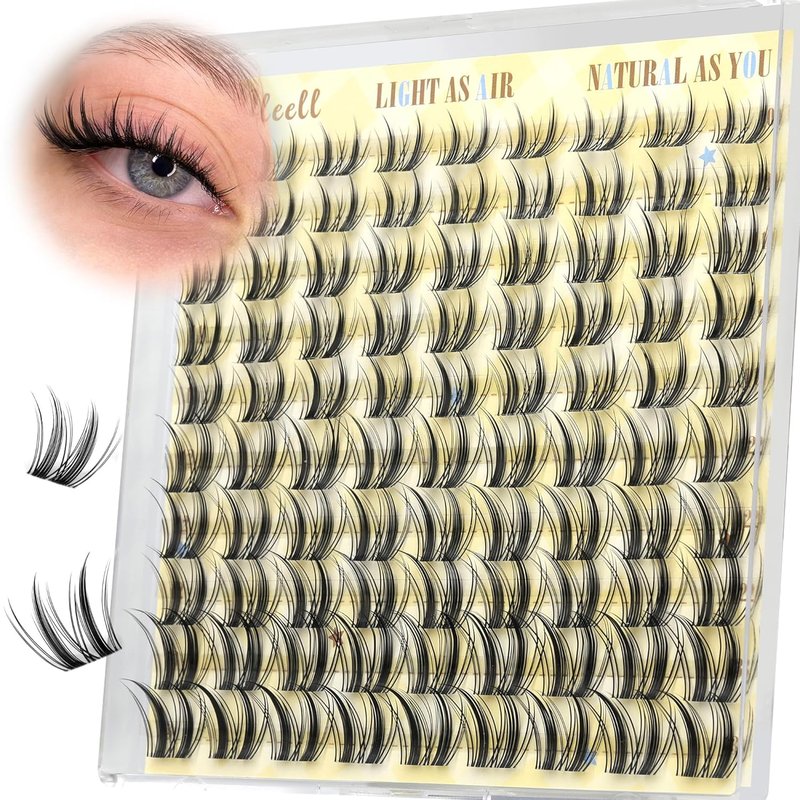 Lash Clusters Wispy Eyelash Clusters 10/11/12/13MM CC-Curly Natural Cluster Eyelash Extensions Bunny Lashes Clusters with Invisible Band Manga Lash Extensions Pestañas Postizas Naturales