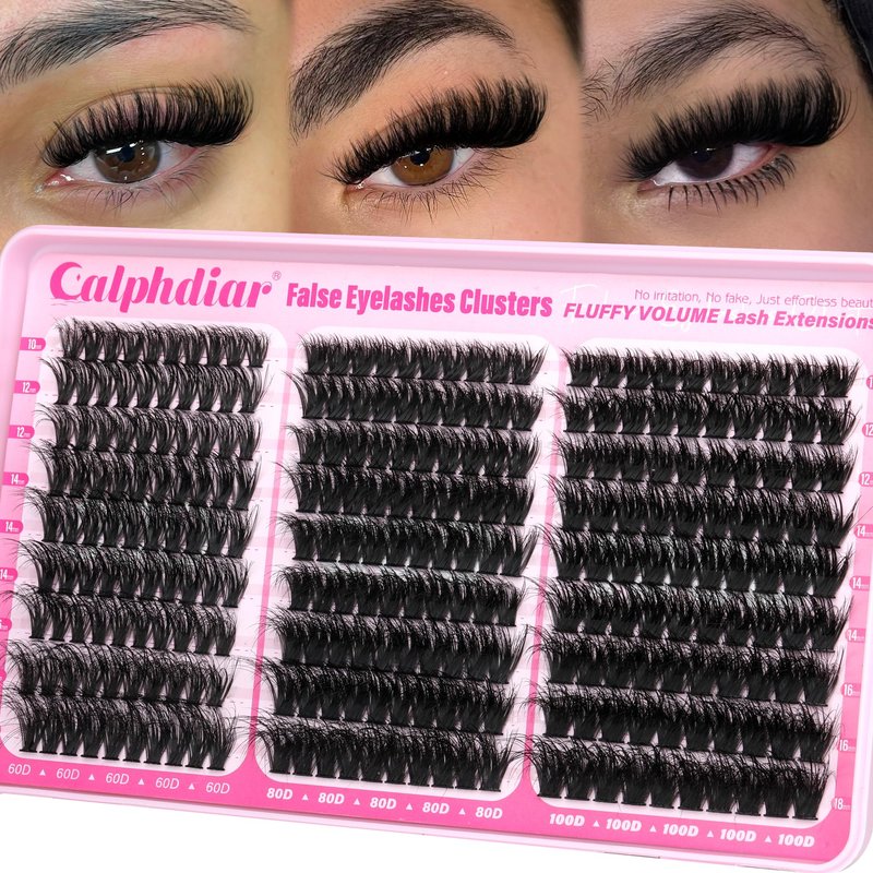 Fluffy Volume Lash Clusters Extensions 60D 80D 100D Eyelash Clusters 10-18MM Individual Lashes 270PCS Faux Mink Cluster Eyelash Extensions DIY Long Lasting Lash Extension
