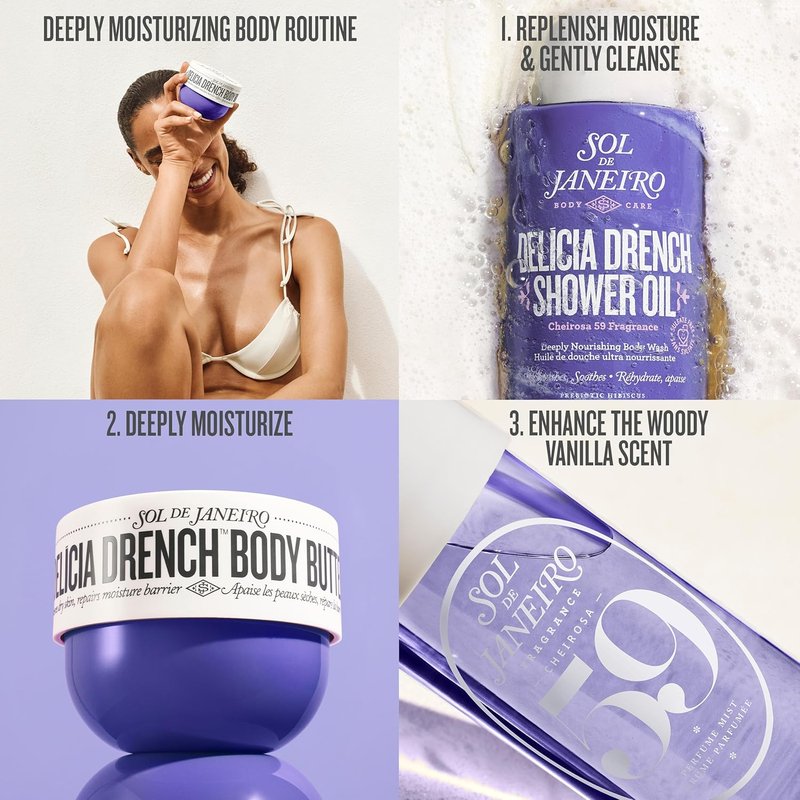 Delicia Drench Body Butter - Hydrating Brazilian Body Cream for Soft Skin | 8.1 oz