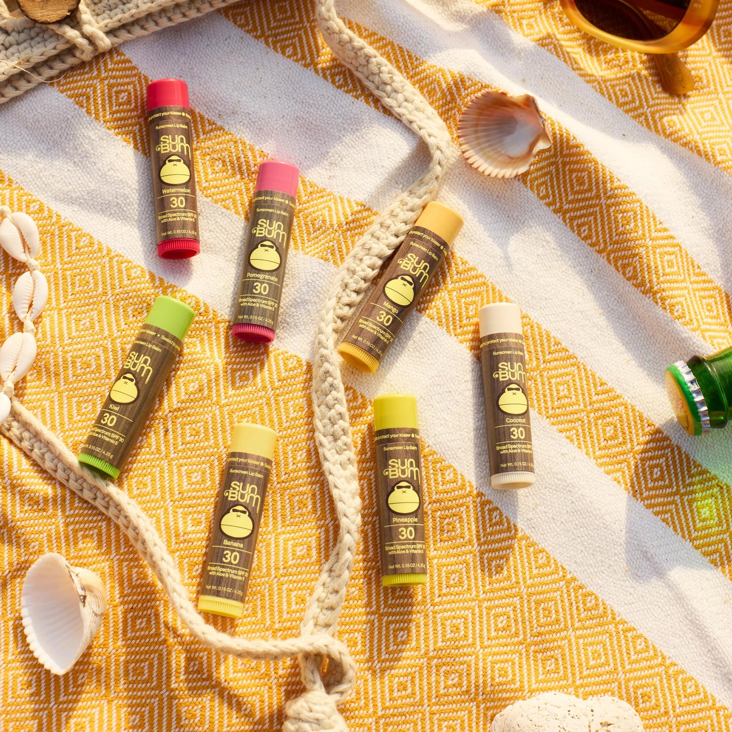 Sun Bum SPF 30 Sunscreen Kiwi Lip Balm - Moisturizing Aloe Vera and Vitamin E - Vegan and Cruelty Free - Broad Spectrum UVA/UVB Lip Protection - 0.15 oz Stick