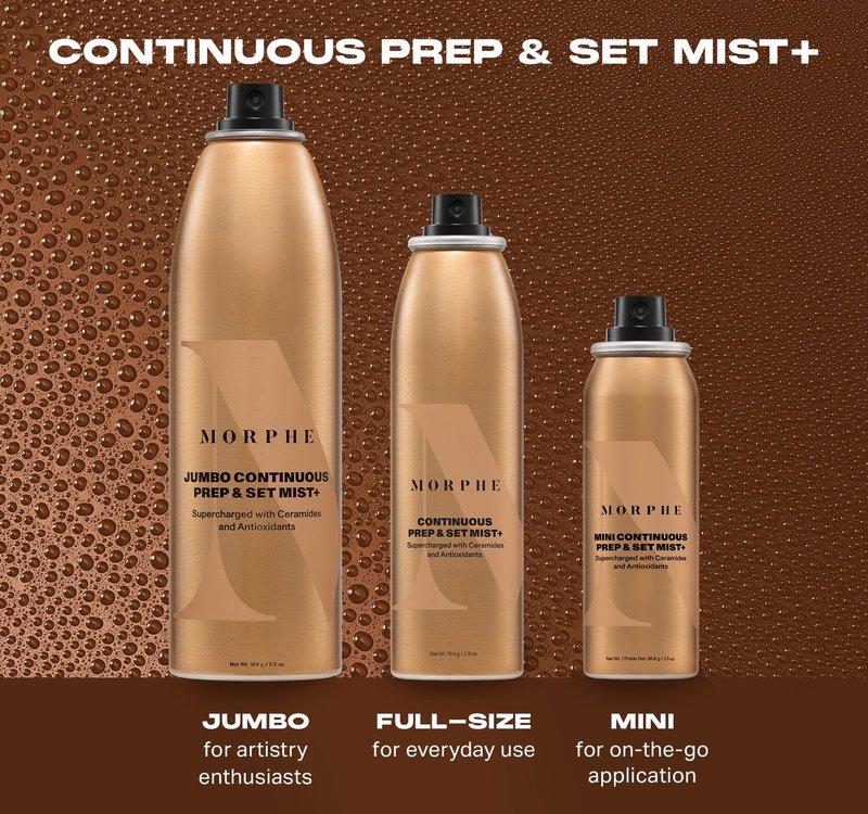 Morphe Continuous Prep & Set Setting Spray - Hydrating Setting Spray for Makeup & Skin Prep - Enriched with Ceramides and Antioxidants for a Radiant Finish (2.8 oz)