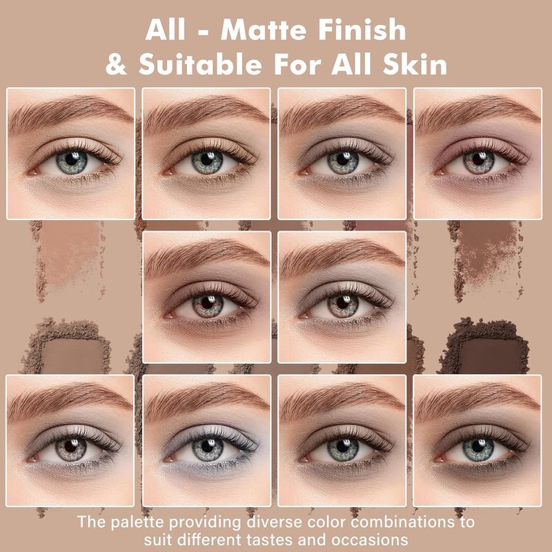 Skiennix Matte Eyeshadow Palette - Ten High-Pigmented Neutral Shades | Blendable, Vegan & Cruelty-Free