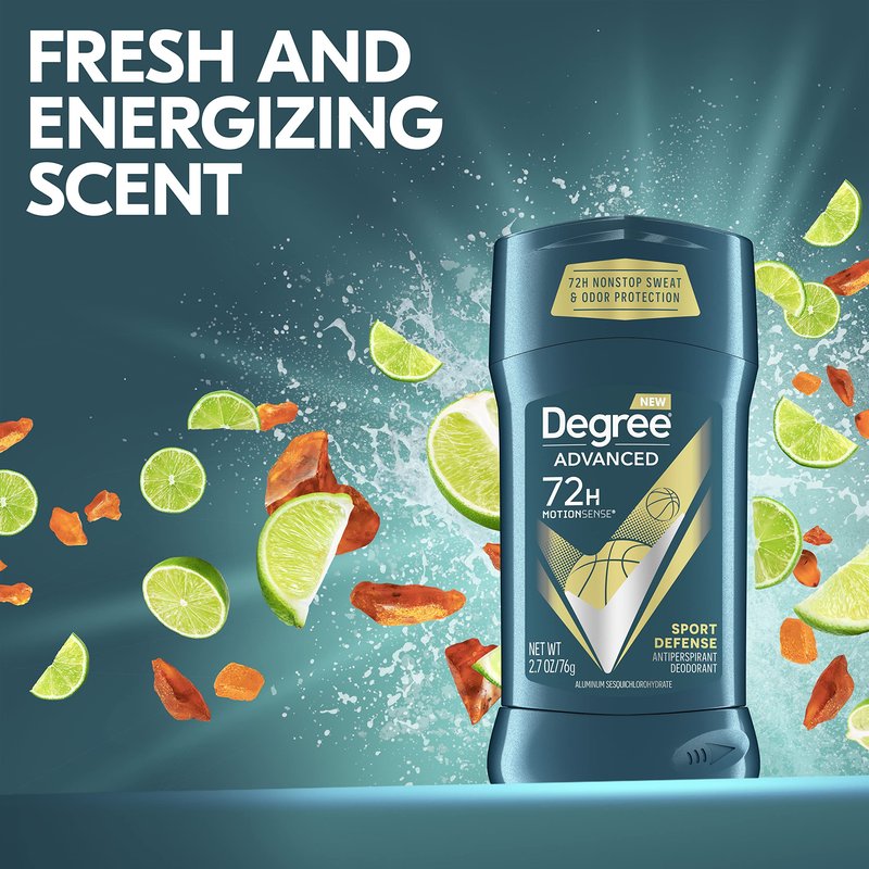 Degree Men Advanced Antiperspirant Deodorant 72-Hour Sweat and Odor Protection Sport Defense Antiperspirant For Men With MotionSense Technology 2.7 oz 4 Count