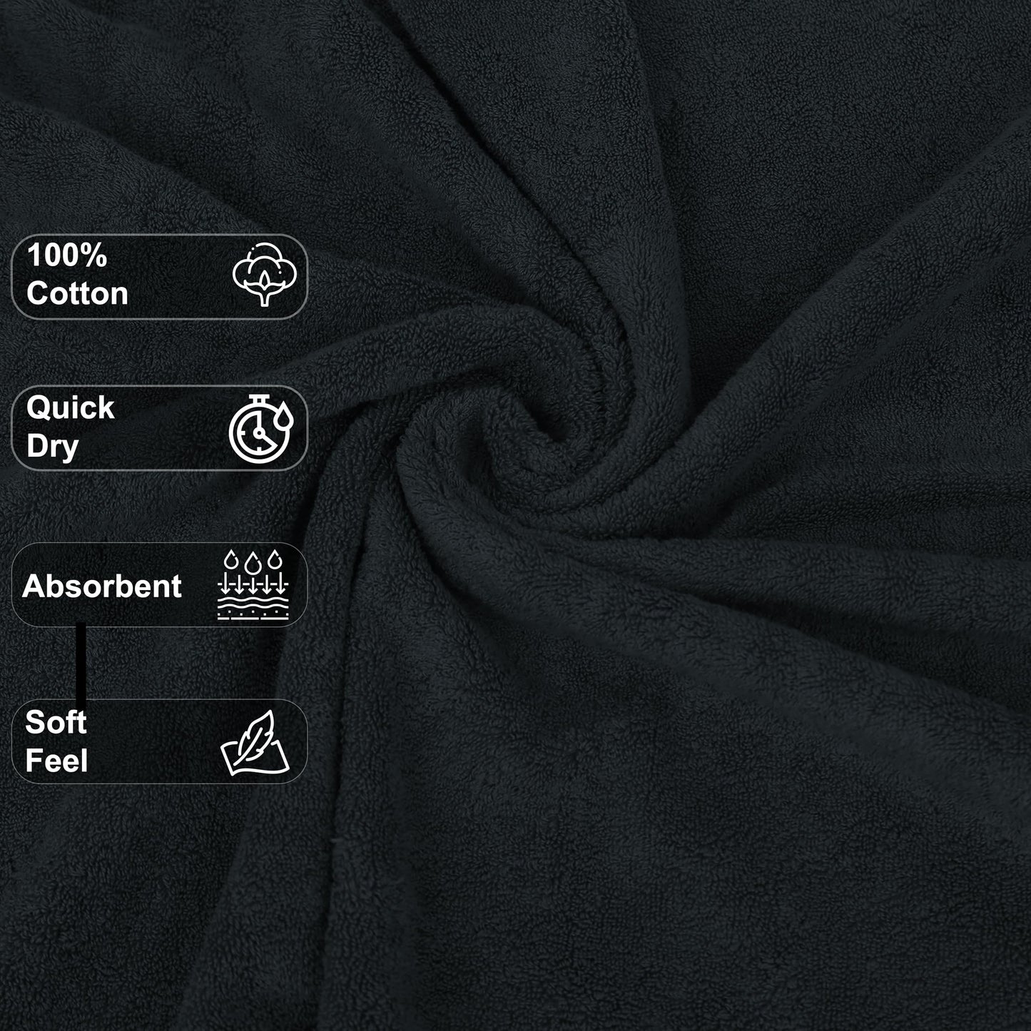 GOLD TEXTILES Premium Grey 100% Cotton Bath Towels Set (24 Pack, 24 x 50 Inch) High Absorbency Multipurpose Quick Drying Pool Gym Hotel Spa Bath Towel (24, Grey)