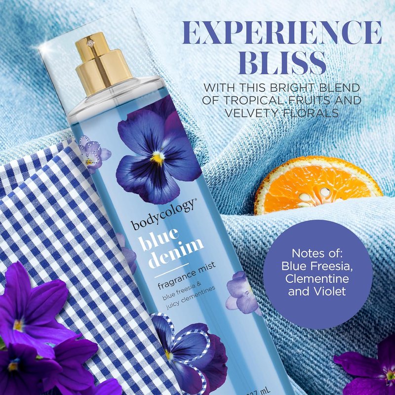 Long-Lasting Fragrance Body Mist - Blue Denim Scent, 8 fl oz | Pack of 2