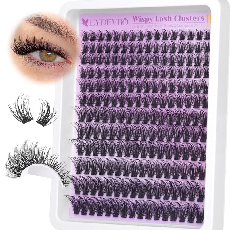 EYDEVRO Wispy Lash Clusters - Natural 9-18mm Eyelash Extensions | 192 Pcs DIY Individual Lashes