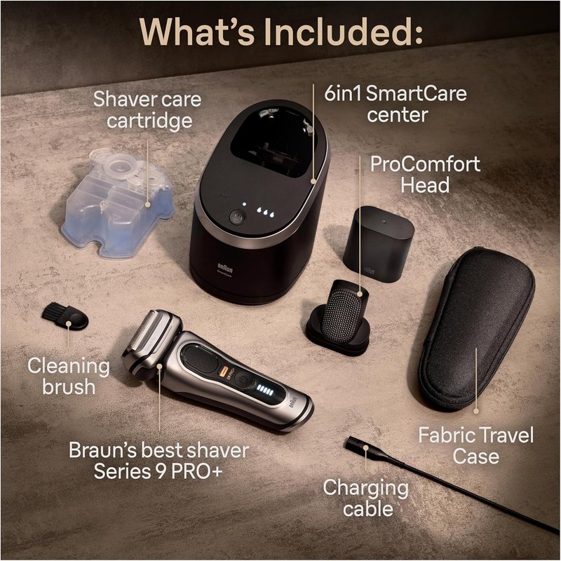 Braun Series 9 PRO+ Electric Razor for Men - 5 Pro Shaving Elements & Comfort Head | 6-in-1 SmartCare Center, Wet/Dry Use