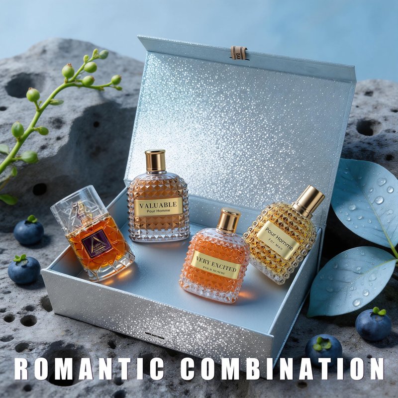 A CENTER Men's Cologne Gift Set 4 x 3.4 FL oz|Luxury perfume with Premium Presentation Box|Perfect Valentine's Day Gift for Him|Long Lasting Fragrance(KlamathD&YValentine&VExcitedY&ValuableY)