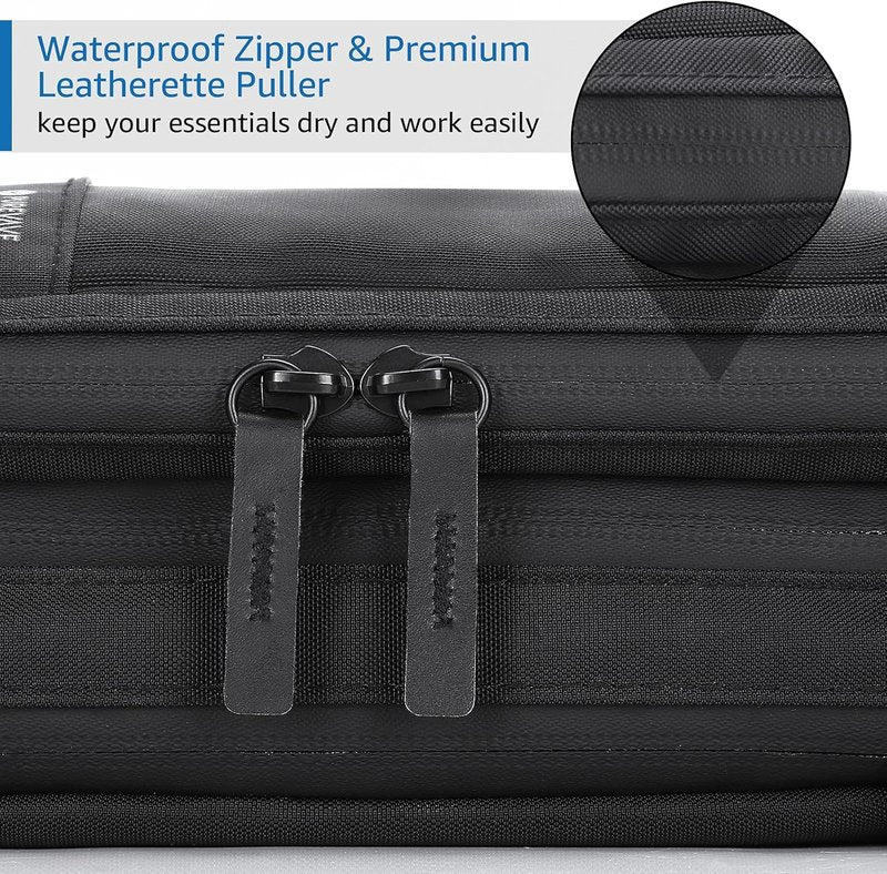 Compact Men's Toiletry Travel Bag - Waterproof Hanging Dopp Kit | Black Wash Pouch