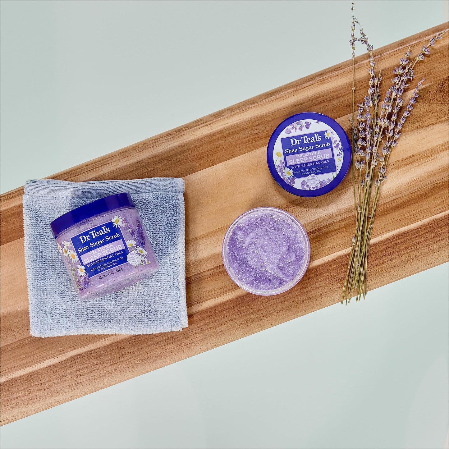 Dr Teal's Shea Sugar Sleep Scrub, with Melatonin, Lavender, & Essential Oils, 19oz (Pack of 3)