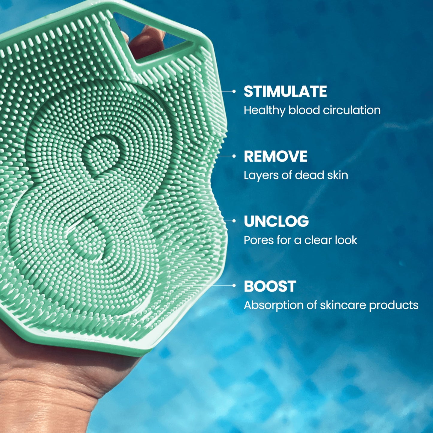 Silicone Shower Scrubber for Body – Exfoliating Loofah Alternative, Zinc & Silver-Infused, Hygienic & Gentle for Sensitive Skin, Durable & Long-Lasting Body Scrubber for Men & Women - Mint