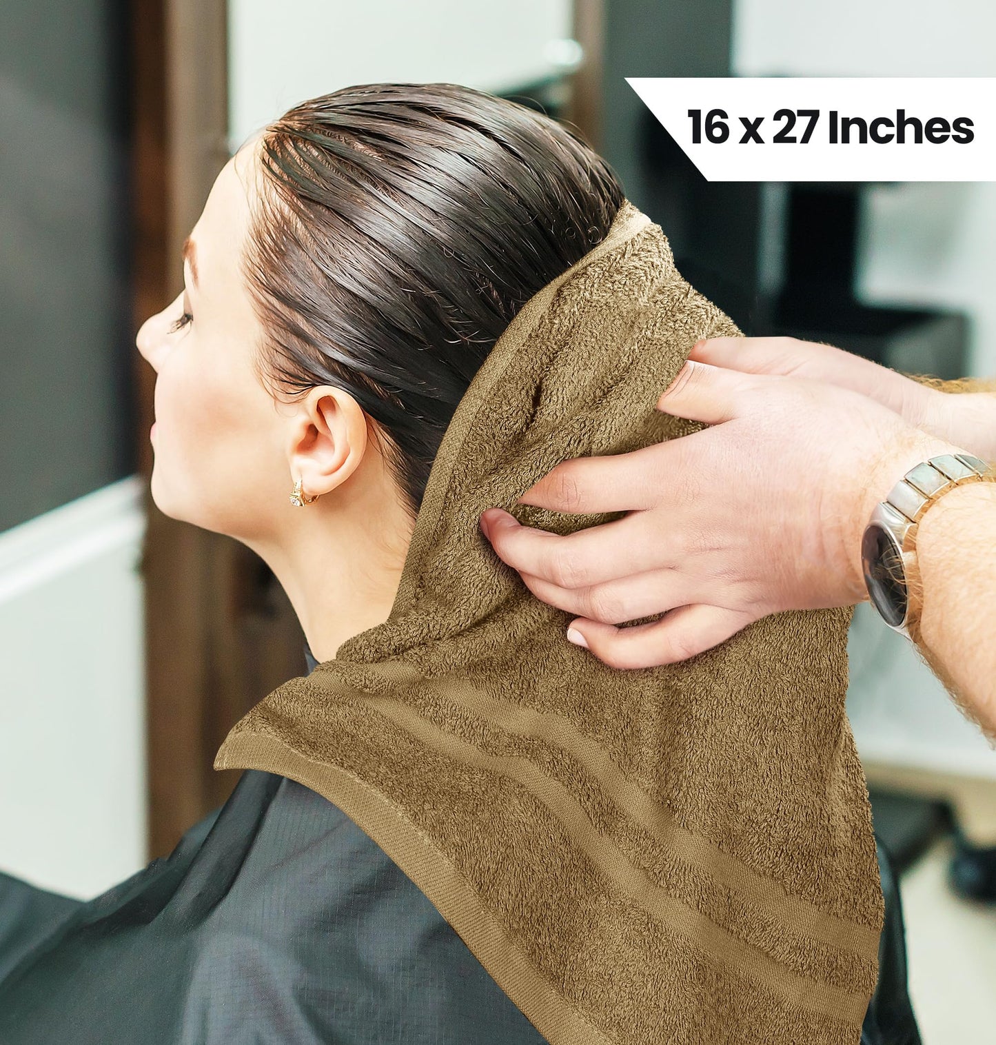 Utopia Towels Cotton Bleach Proof Salon Towel 16 by 27 inches, Bleach Safe 100% Cotton Hand Towel for Gym, 24 Pack, Camel