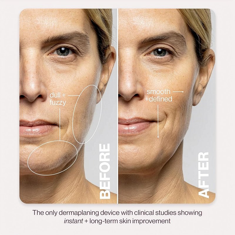 DERMAFLASH LUXE+ Sonic Dermaplaning Tool - Effective Peach Fuzz Removal & Anti-Aging Exfoliation