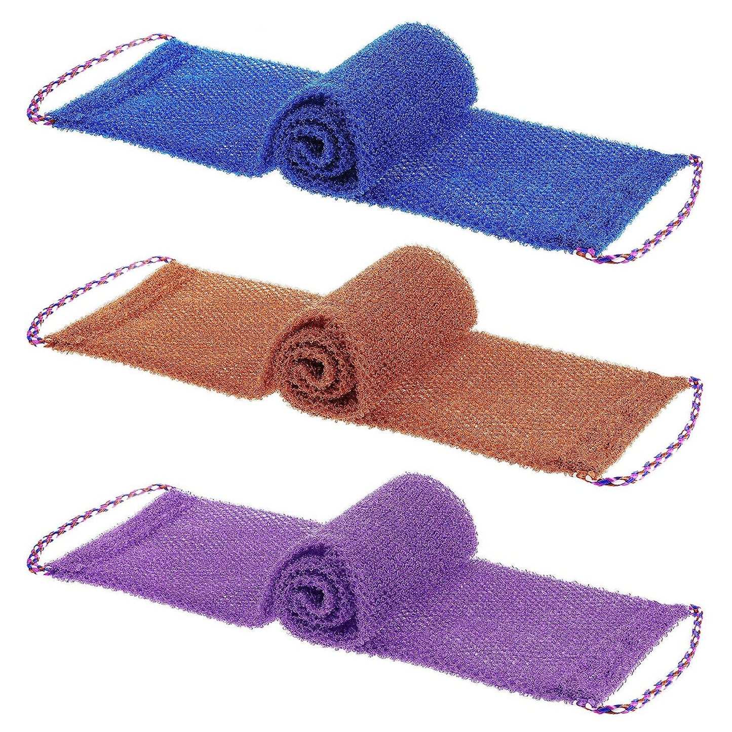 Dr.Pedi 3 Pieces African Net Sponge with Handles Long African Exfoliating Net Washcloth Bath Sponge Net Cloth Wash Net Body Back Scrubber for Shower Loofah
