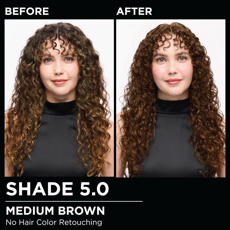 Garnier Olia Hair Color, Ammonia-Free Permanent Hair Dye, Oil-Powered Formula for 100% Gray Coverage and 3x Shinier Hair, Vegan & Cruelty Free, 5.0 Medium Brown, 2 Count