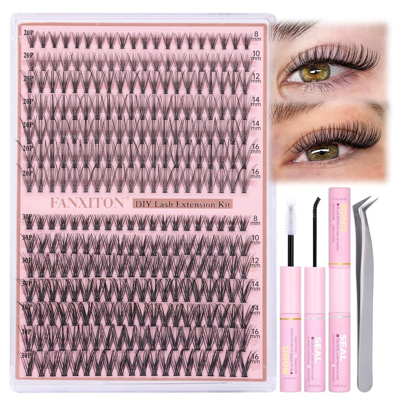 FANXITON Natural DIY Lash Extension Kit - Wispy 20D & 30D Clusters | 280 Pcs, 8-16mm Lengths