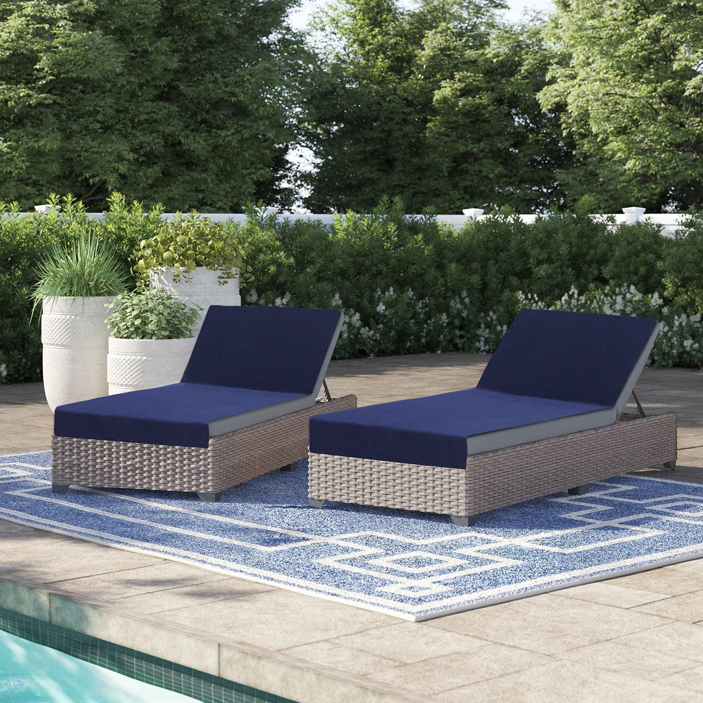 COTTON CRAFT Pool Lounge Chair Cover - 100% Cotton Soft Ringspun Terry Towel - Chaise Patio Picnic Spa Sun Lounger Beach Lounge Chair Cover - Oversized 32 in W x 82 in L x 7 in Pocket – Navy Blue