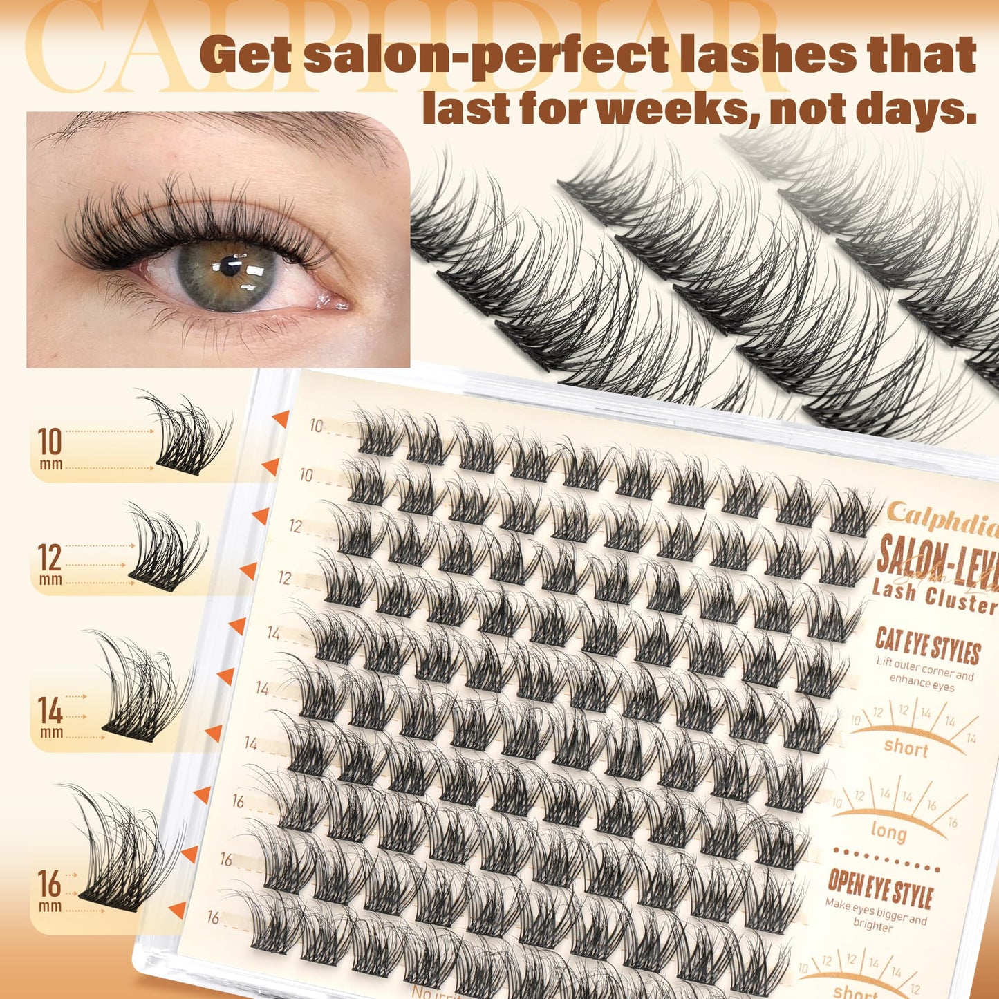 Wispy Lash Clusters Fluffy Eyelash Clusters Natural Spider Lashes Clusters D Curl Cluster Eyelash Extensions Individual Lashes 10-16mm Eyelashes Cluters DIY Soft Glam Lash Extensions