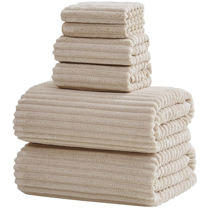 NALIVO 6-Piece Bath Towel Set(30"x60"), 2 Large Bath Towel Sheets, 2 Hand Towels and 2 Washcloths - Highly Absorbent Quick Dry Microfiber,Ultra Soft Towel Set for Bathroom (Beige)