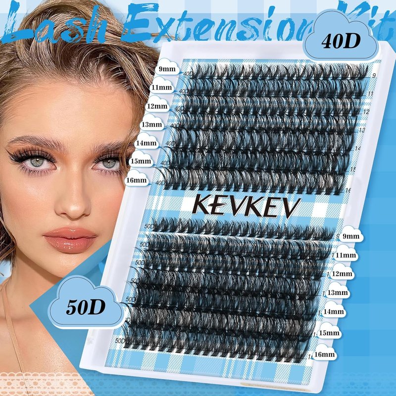 Lash Extension Kit - 280 Pcs Individual Eyelash Clusters with Bond & Seal | 40D & 50D, 9-16mm