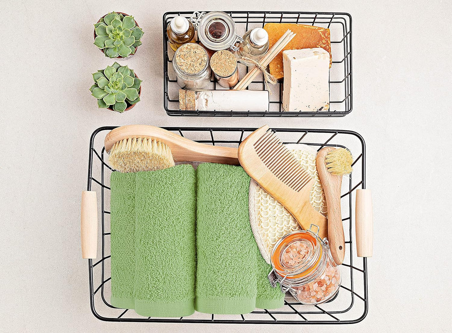 Utopia Towels | 24-Pack Cotton Washcloths Set - Highly Absorbent Flannel Face Cloths in Sage Green