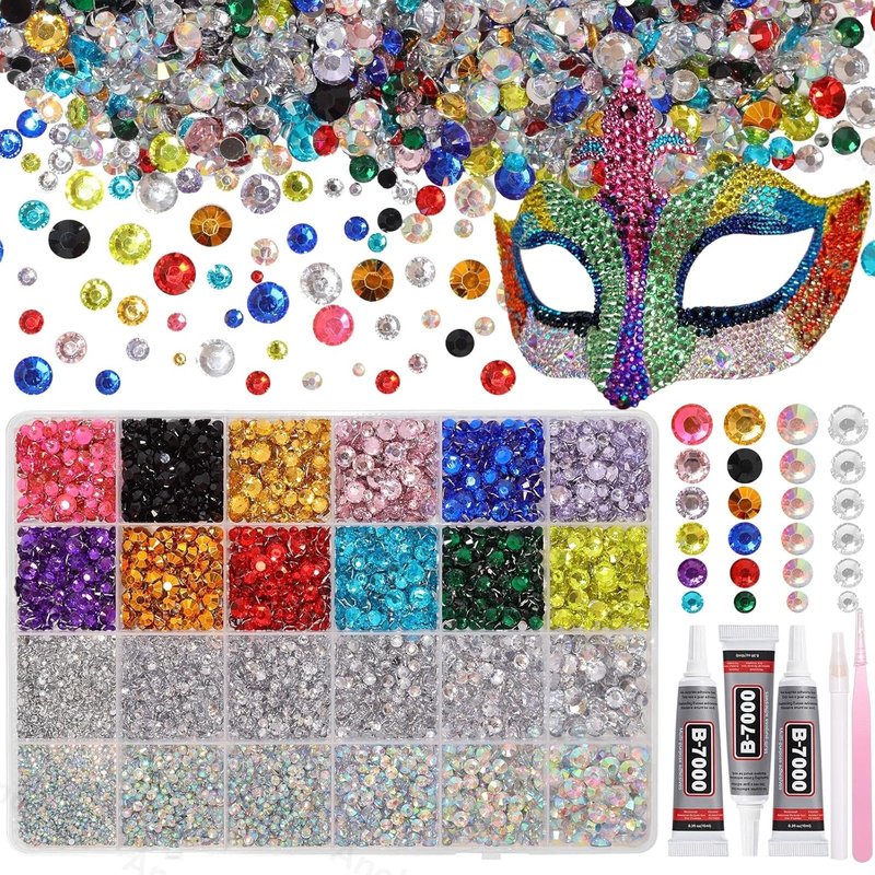 Colorful Resin Flatback Rhinestones - 26000PCS for Crafting | 2/3/4/5/6mm Gems for DIY Mugs, Tumblers, Nail Art