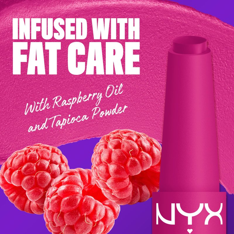 NYX PROFESSIONAL MAKEUP Fat Matte Lipstick, Pigmented, Smoothing, & Non-Drying Lip Crayon, Long Lasting Lip Makeup, Vegan & Cruelty Free - Fluffy Fuchsia (Fuchsia)