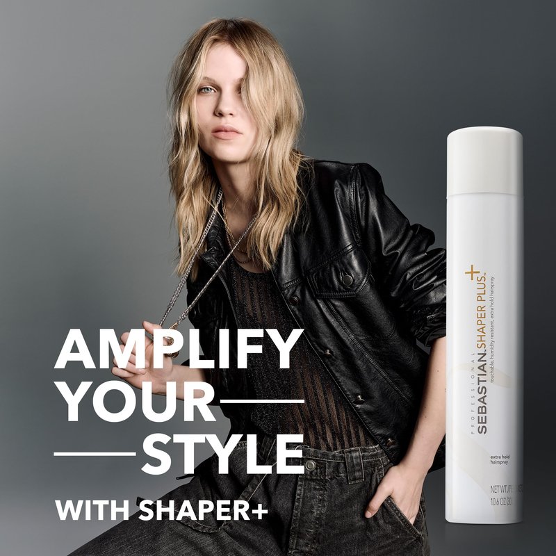 Sebastian Professional Shaper Plus Mini Hairspray, 50% VOC | Humidity Resistant, Extra Hold | Travel Size, 1.5 oz