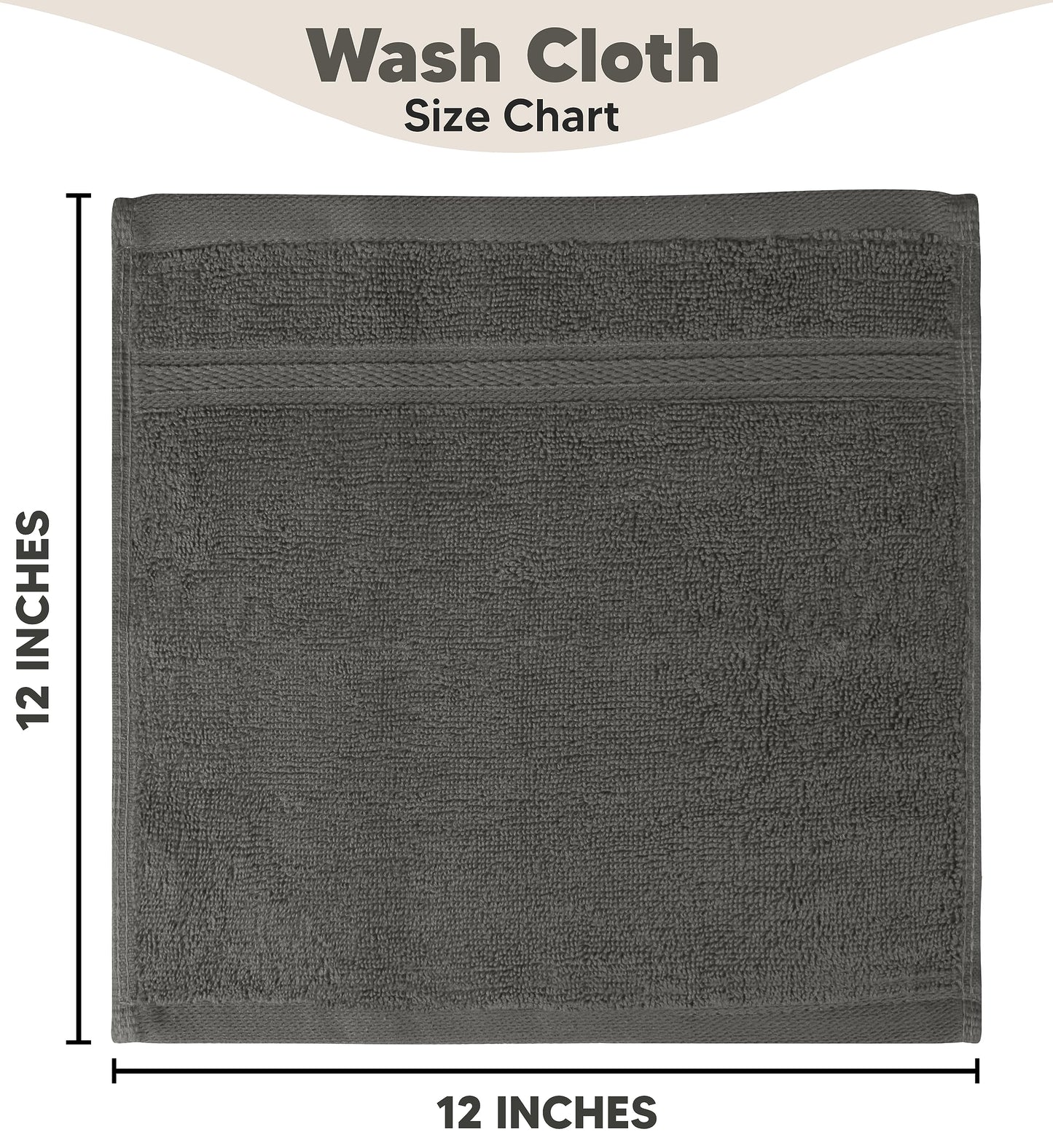 Towel and Linen Mart 100% Cotton - Wash Cloth Set - Pack of 4, Quick Dry, Luxurious, Highly Absorbent and Soft Feel Premium Spa & Hotel Perfect for Daily Use (12 X 12 Grey)