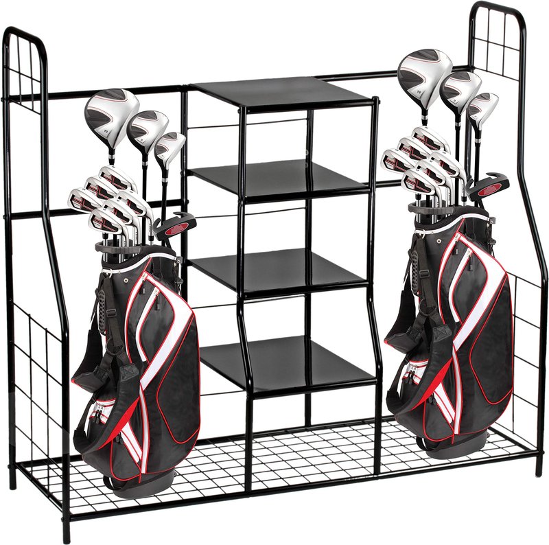 Home-it Golf Organizer Extra Large - Golf Bag Sports Dual Storage Organizer, Perfect for Golfing Bags, Clubs, Balls, Gadgets, Accessories & Equipment, Golf Organizer Rack for Garage and Basement