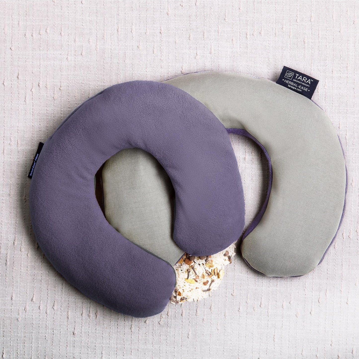 TARA Spa Therapy Herbal-Ease Aromatherapy Pillow Gift Bag Set, Neck + Silk Eye Pillow, Slate Gray