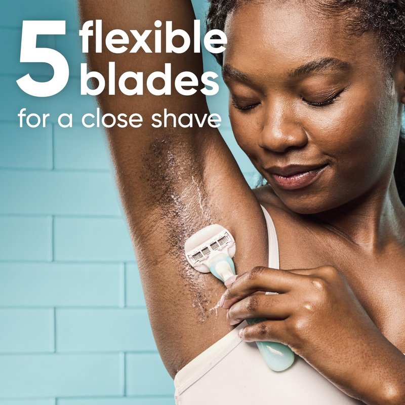 Gillette Venus ComfortGlide Sensitive Disposable Razor for Women, 5 Blades with a Touch of Aloe, Water-Activated Moisture Bars, 2ct