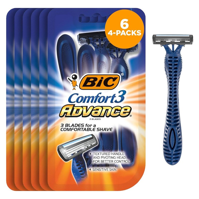 BIC Comfort 3 Advance Disposable Razors - Ultra-Soothing Close Shave | 4-Piece Set for Men