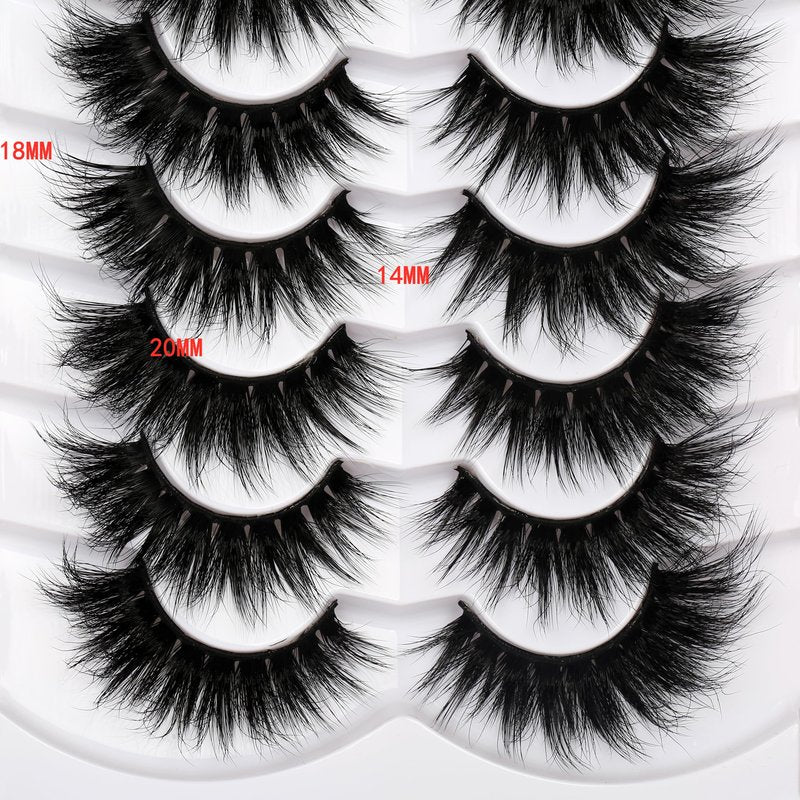 Pooplunch Cat Eye Look Dramatic False Eyelashes Extension Volume Thick 20MM Long Wispy 8D Soft Faux Mink Lash Fake Eyelashes Strips 7 Pairs Pack