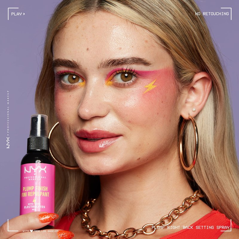 NYX PROFESSIONAL MAKEUP Makeup Setting Spray - Plump Finish, Long-Lasting Face Mist with Vitamins and Electrolytes, Vegan Formula