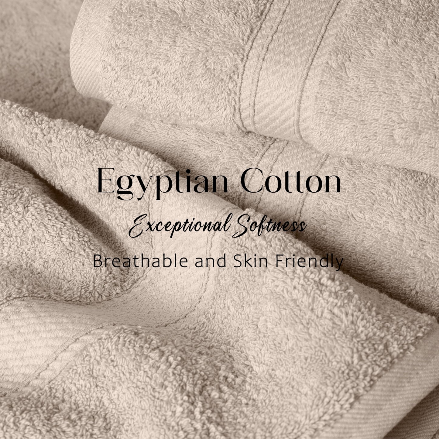 SUPERIOR Egyptian Cotton Plush & Absorbent, Bath Towel Set of 2, Stone