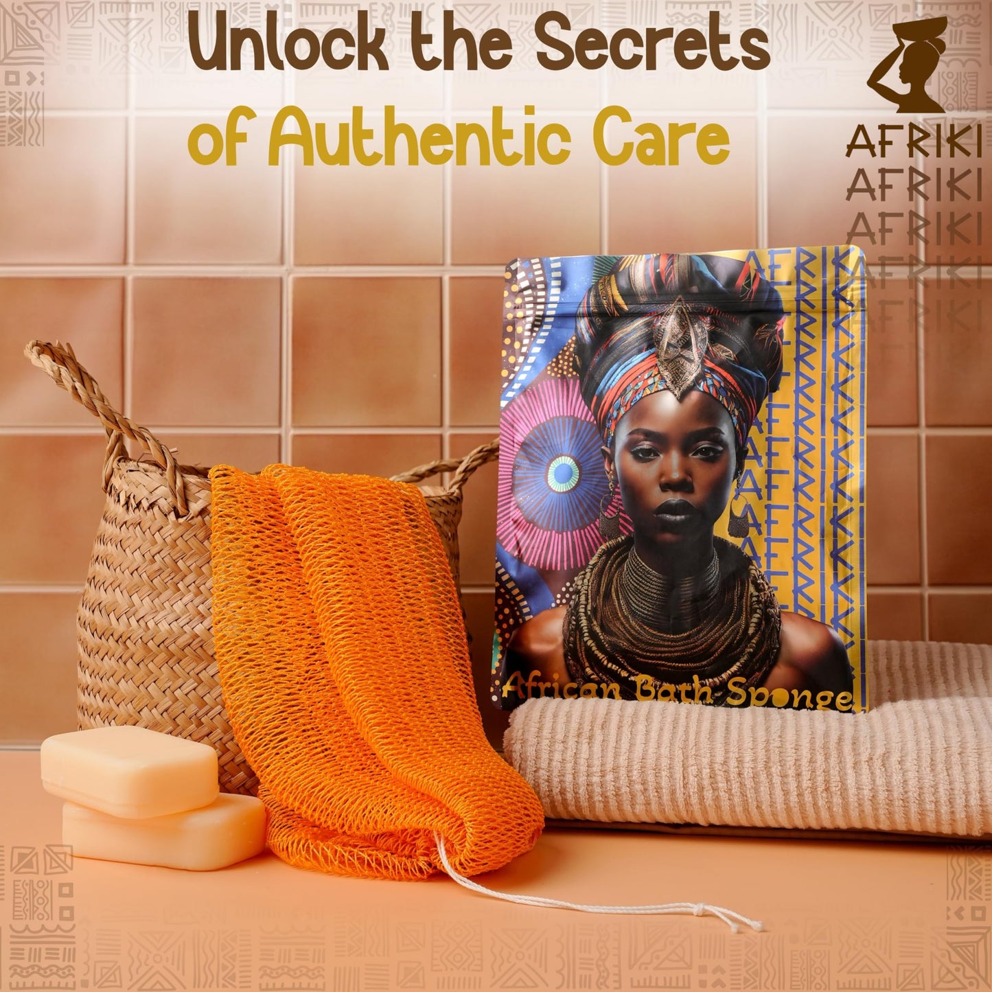 African Net Sponge, Premium Authentic Exfoliating Body Scrubber, Extra Long Stretch Bath Sponge for Shower, Deep Exfoliating Washcloth for Smooth Skin, 1 Pack (Honey Yellow)