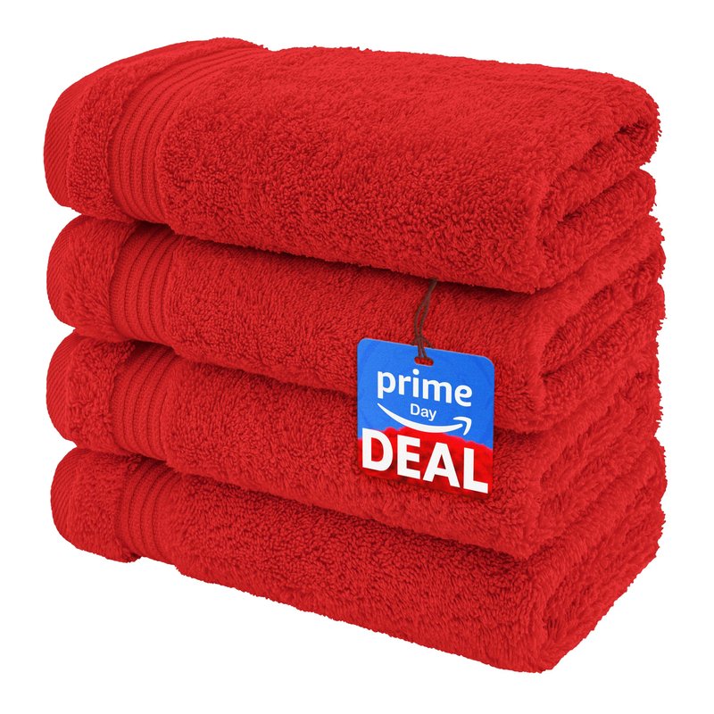 American Veteran Towel, Hand Towels for Bathroom Set of 4, 100% Cotton Turkish Hand Towel Sets, Soft Hand Face Towels, Red Hand Towels