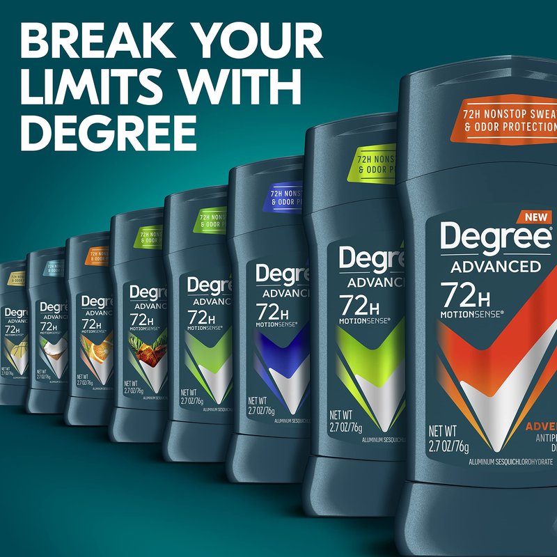 Degree Men Antiperspirant Deodorant Adventure Antiperspirant For Men With MotionSense Technology 2.7 oz, (Pack of 8)