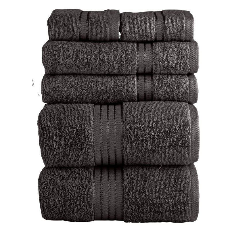 6 Piece Towel Set - 625 GSM 100% Cotton Bathroom Accessories - 2 Bath Towels, 2 Hand Towels, and 2 Wash Cloths - Soft and Absorbent Bath Sheets for Shower, Gym, Dorm, and Spa by Lavish Home (Charcoal)