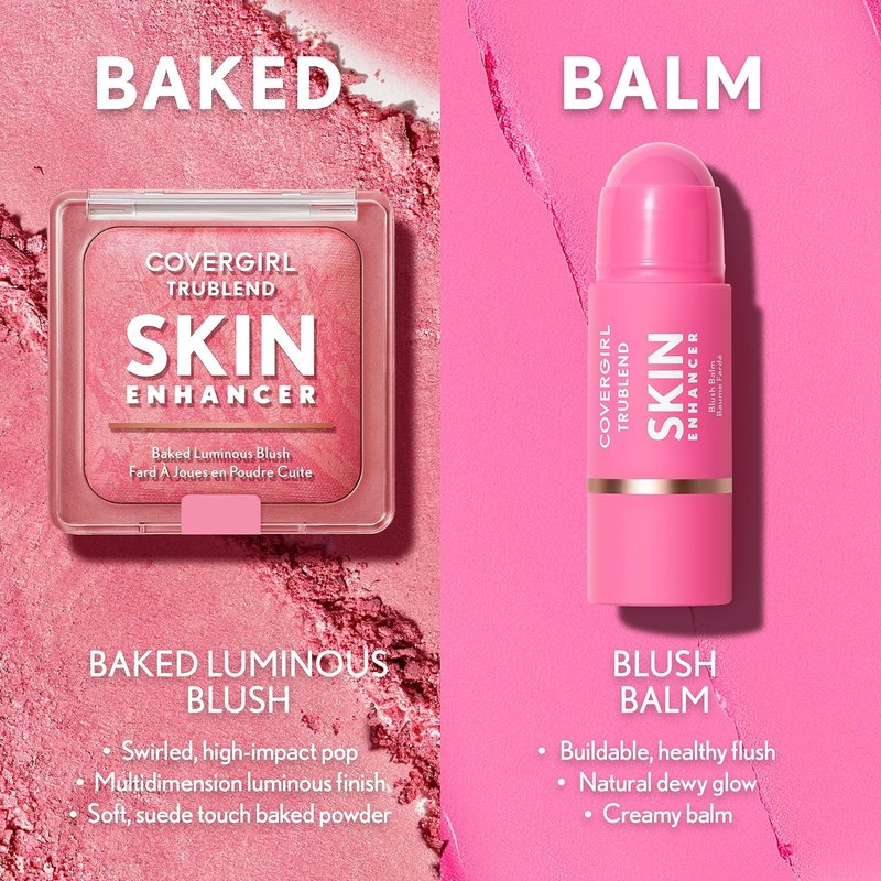 COVERGIRL TruBlend Baked Luminous Blush - Hyaluronic Acid & White Rose Extract, Rose Latte