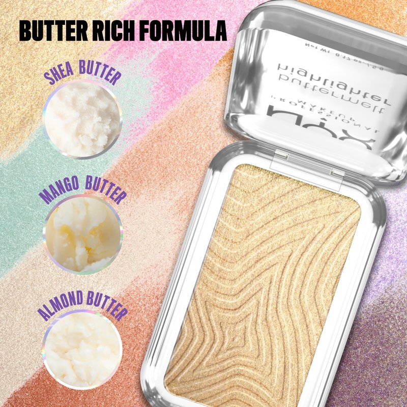 NYX PROFESSIONAL MAKEUP Buttermelt Highlighter, Powder Highlighter Makeup, With Up to 12H Wear and High Impact Glow - 25 Butta Than Gold (Light Gold)