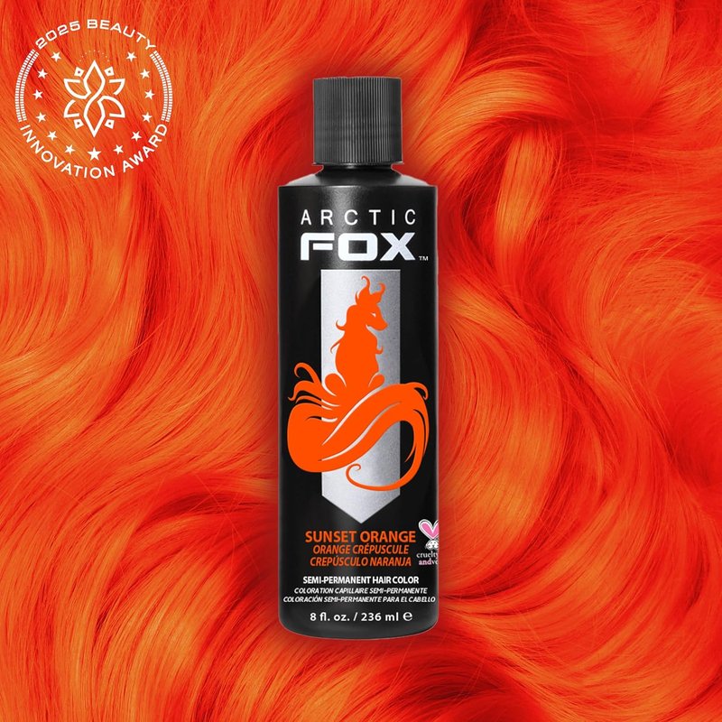 ARCTIC FOX Sunset Orange Vegan Semi-Permanent Hair Color Dye - 8 Fl Oz | Cruelty-Free Formula