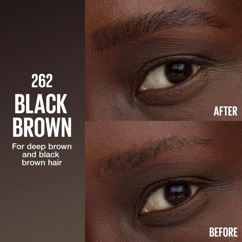 Maybelline Brow Inserts Eyebrow Pen, Micro Needle Shaped 2-In-1 Dual-Ended Brow Makeup Pen and Gel, Water-Resistant, Smudge Proof for Up to 36-HR Wear, Black Brown