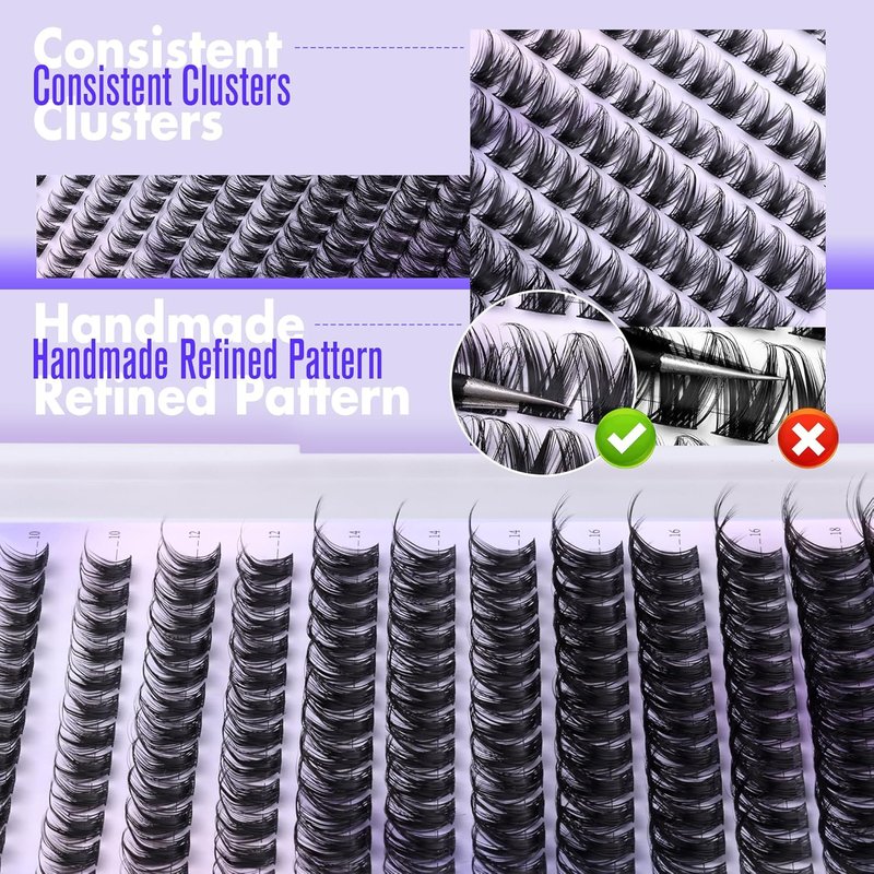 Pawotence Lash Clusters Wispy Kira Cluster Eyelash Extensions 10-18mm Individual Lashes DIY Cluster Lashes Extension Soft Comfortable Eyelash Clusters with Thin Band