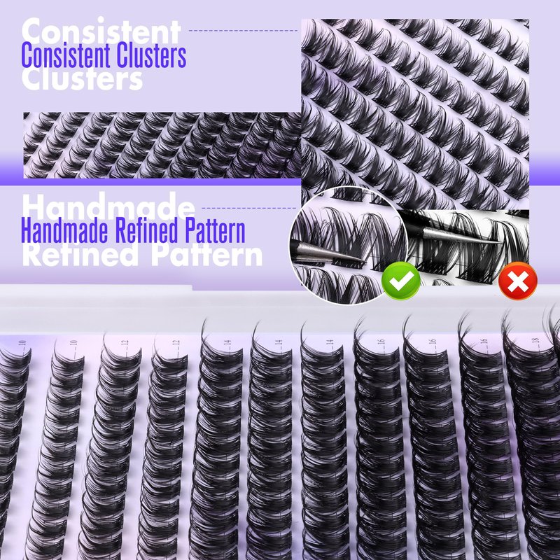 Pawotence Lash Clusters Kit Wispy Lash Extension Kit 10-18mm Cluster Eyelash Extensions Kit Individual Lashes 144pcs Eyelash Clusters with Lash Bond and Seal, Lash Tweezers for Self Use