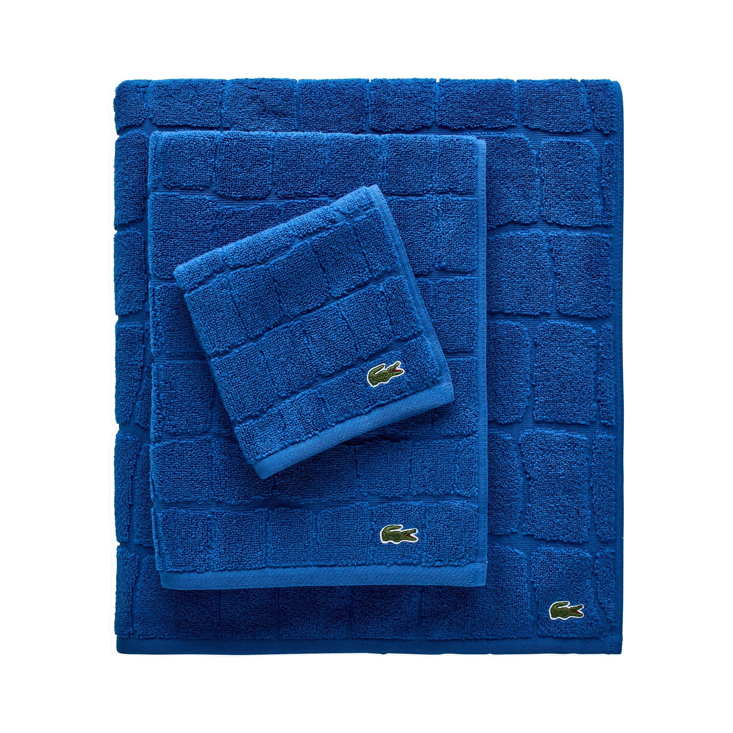 Lacoste Croc Scale 100% Cotton Towels – Highly Absorbent & Quick Drying, Premium Super Soft, Surf Blue, 2 Bath Towels (30"x56"), 2 Hand Towels (16"x30"), 2 Washcloths (13"x13") 6PC Bath Towel Set