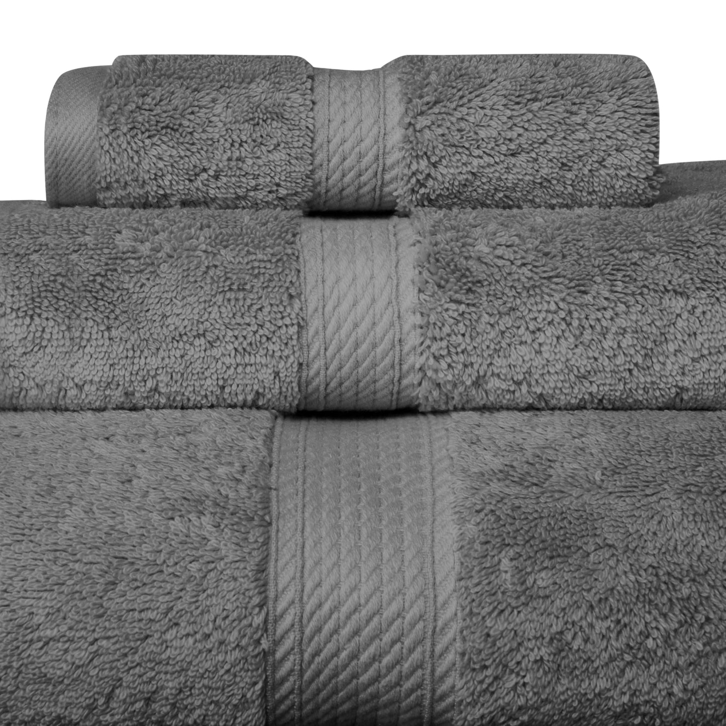 SUPERIOR Egyptian Cotton Pile 3 Piece Towel Set, Includes 1 Bath, 1 Hand, 1 Face Towel/Washcloth, Ultra Soft Luxury Towels, Thick Plush Essentials, Guest Bath, Spa, Hotel Bathroom, Charcoal