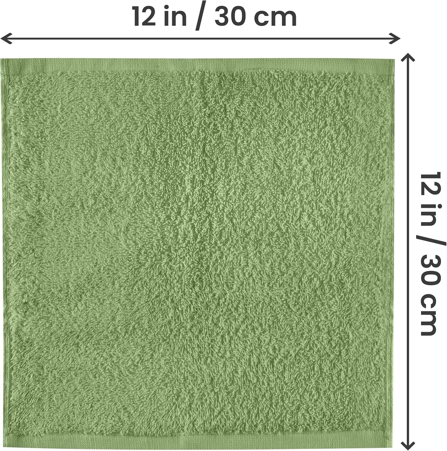 Utopia Towels | 24-Pack Cotton Washcloths Set - Highly Absorbent Flannel Face Cloths in Sage Green